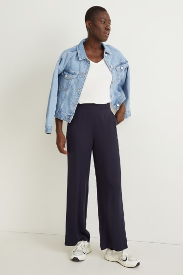 Femmes - Pantalon - high waist - palazzo - bleu foncé