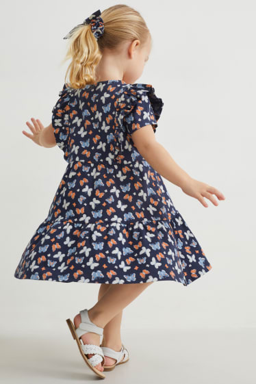 Kinder - Set - Kleid und Scrunchie - 2 teilig - dunkelblau