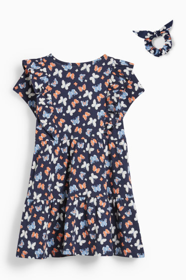 Kinderen - Set - jurk en scrunchie - 2-delig - donkerblauw