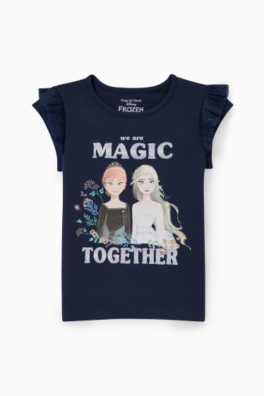 Children Girls - Frozen - short sleeve T-shirt - dark blue