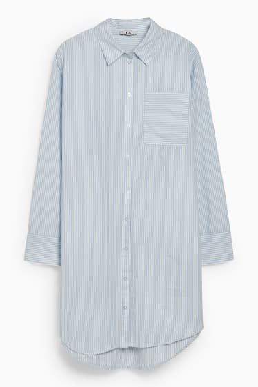 Femmes - Chemise de nuit - rayée - blanc / bleu clair