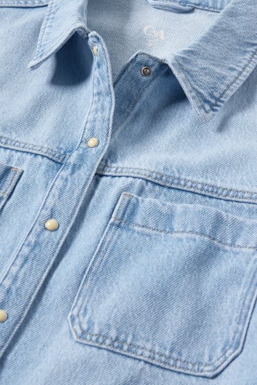 Dames - Denim shacket - jeanslichtblauw