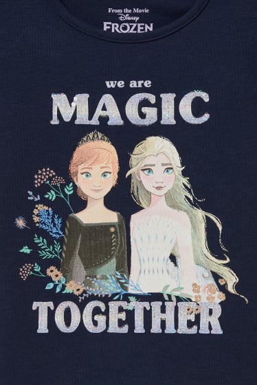 Children Girls - Frozen - short sleeve T-shirt - dark blue