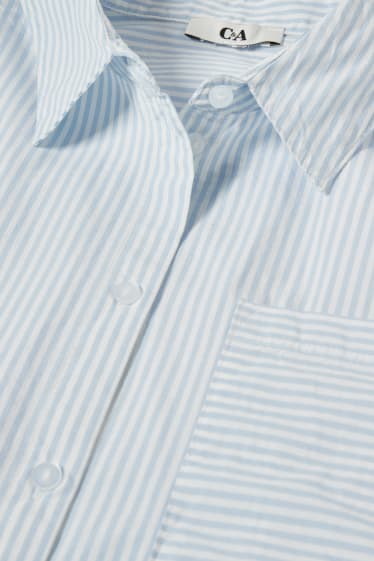 Damen - Nachthemd - gestreift - weiss / hellblau