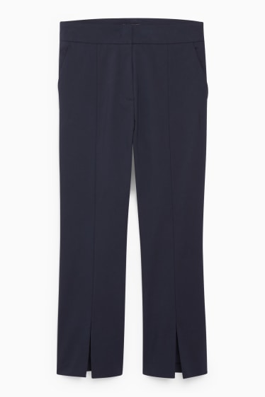 Women - Cloth trousers - mid-rise waist - flared - dark blue