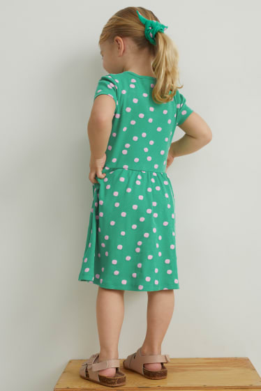 Enfants - Ensemble - robe, T-shirt, leggings et chouchou - 4 pièces - vert / rose