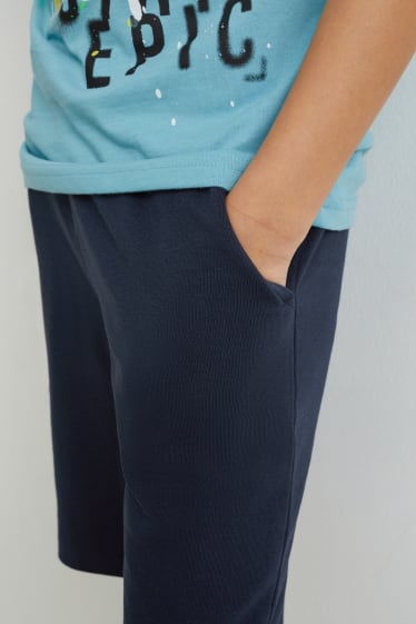 Kinder Jungen - Set - Kurzarmshirt und Sweatshorts - 2 teilig - blau