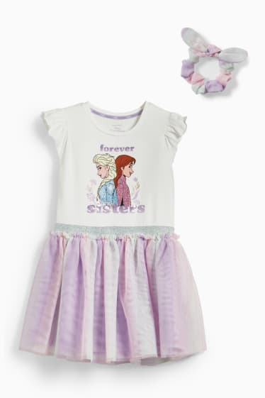 Bambine - Frozen - set - vestito ed elastico - 2 pezzi - bianco crema