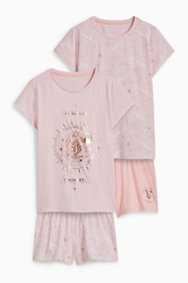 Kinderen: meisjes - Set van 2 - Harry Potter - shortama - 4-delig - roze