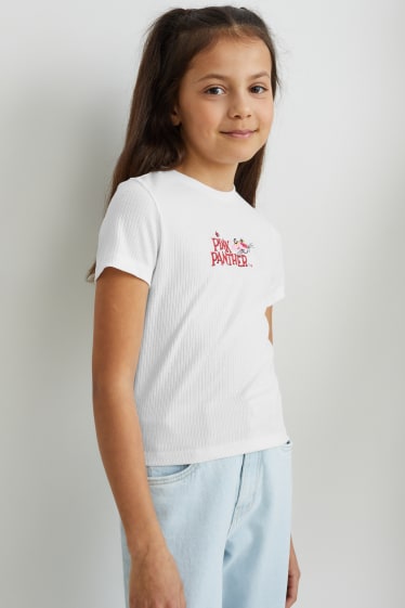 Children - Pink Panther - short sleeve T-shirt - white