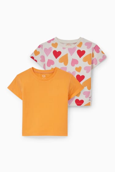 Enfants filles - Lot de 2 - T-shirt - orange clair