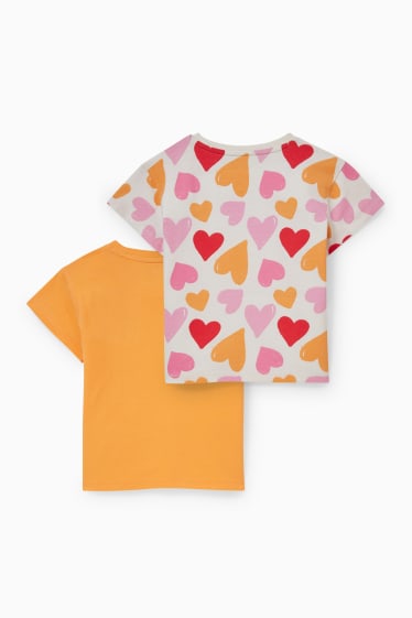 Enfants filles - Lot de 2 - T-shirt - orange clair