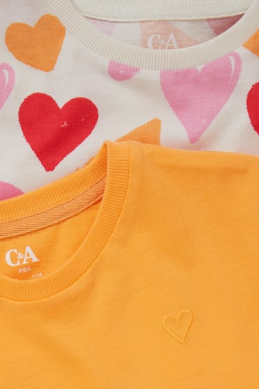 Kinderen - Set van 2 - T-shirt - licht oranje