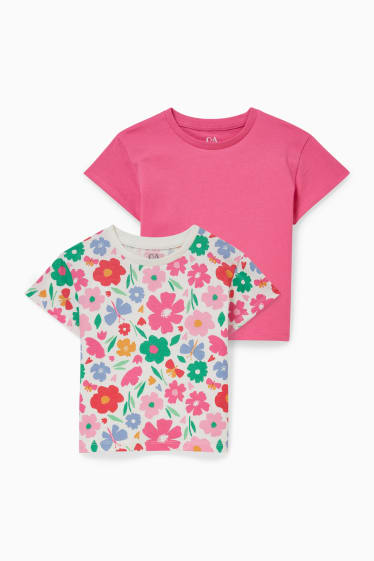 Niños - Pack de 2 - camisetas de manga corta - fucsia