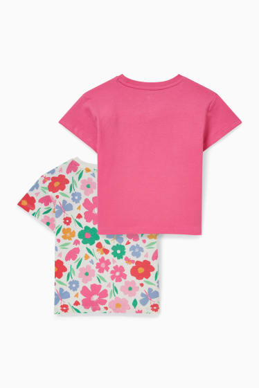 Kinderen - Set van 2 - T-shirt - fuchsiarood