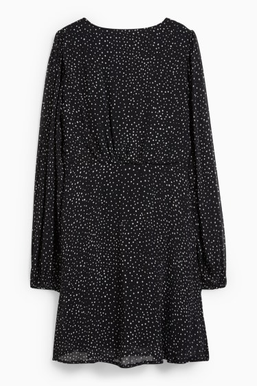 Damen - Chiffon-Kleid - gepunktet - schwarz