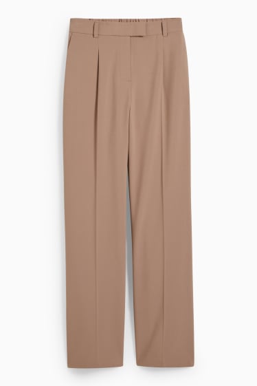 Dona - Pantalons de tela - high waist - straight fit - beix
