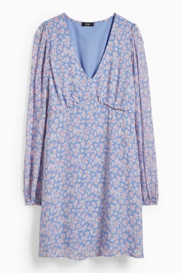 Femmes - Robe en mousseline - à fleurs - bleu clair