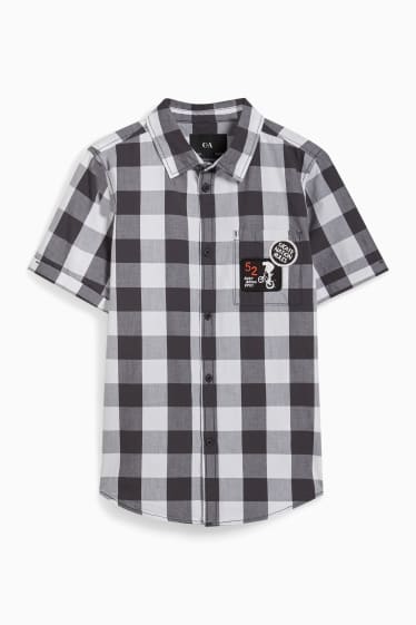 Nen - Camisa - de quadres - gris fosc