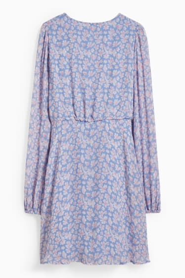 Dámské - Šifonové šaty - s květinovým vzorem - světle modrá
