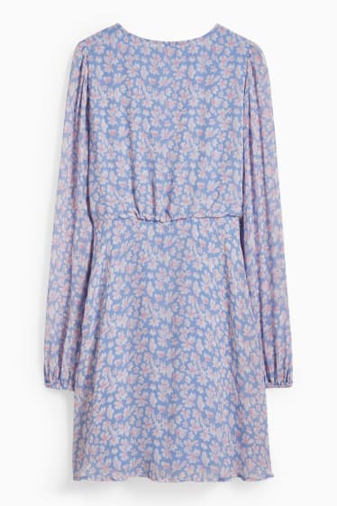 Femmes - Robe en mousseline - à fleurs - bleu clair