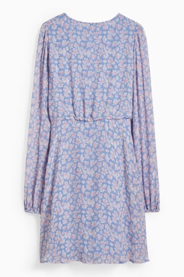 Femmes - Robe en mousseline - à fleurs - bleu clair