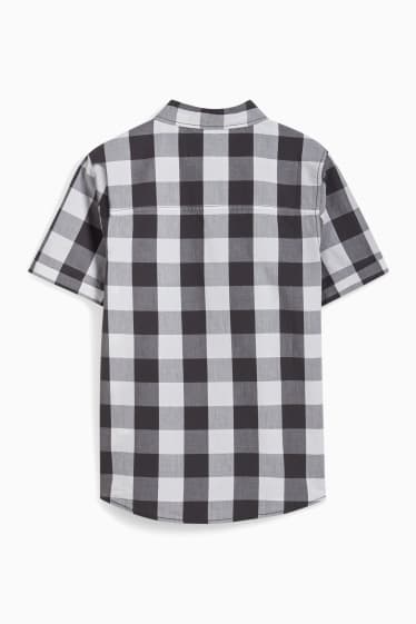 Nen - Camisa - de quadres - gris fosc