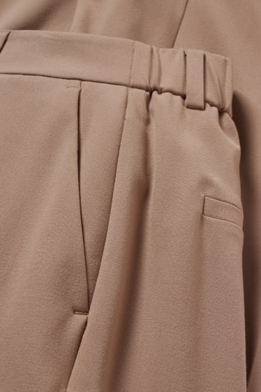 Women - Cloth trousers - high waist - straight fit - beige