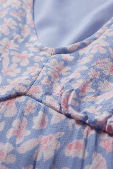 Femmes - Robe en mousseline - à fleurs - bleu clair