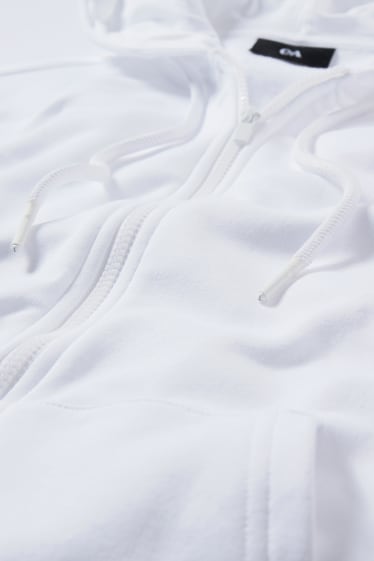 Men - Zip-through sweatshirt with hood - white
