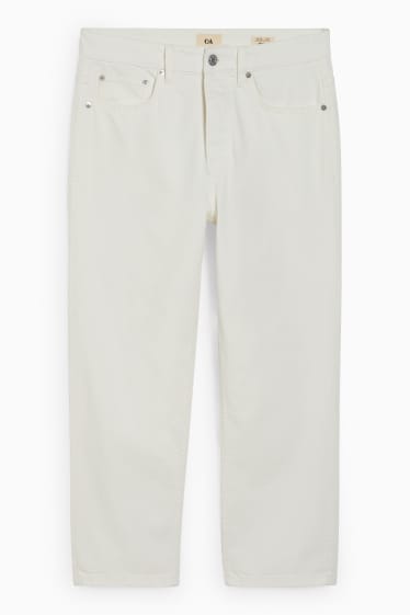 Pánské - Crop regular jeans - krémově bílá