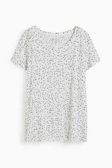 Women - Nursing T-shirt - polka dot - white