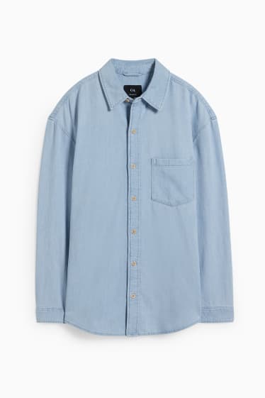 Men - Denim shirt - regular fit - kent collar - denim-light blue