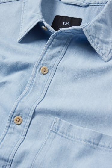 Uomo - Camicia di jeans - relaxed fit - collo all'italiana - jeans azzurro