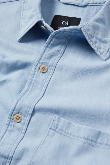 Hommes - Chemise en jean - relaxed fit - col kent - jean bleu clair