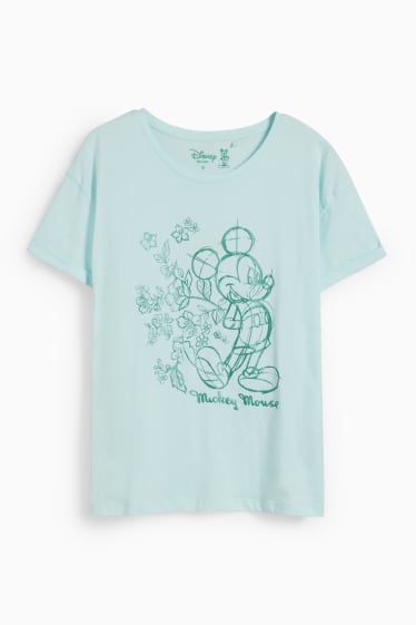 Damen - T-Shirt - Micky Maus - mintgrün