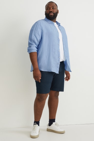 Uomo - Camicia in lino - regular fit - collo all'italiana - azzurro