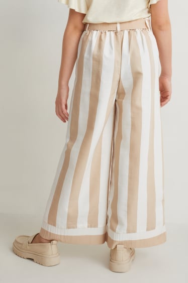 Kinderen - Pantalon - gestreept - beige