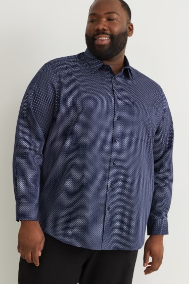 Men - Shirt - slim fit - kent collar - easy-iron - dark blue