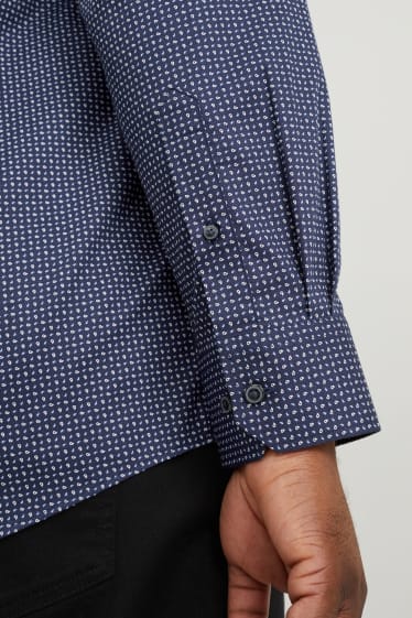 Heren - Overhemd - slim fit - kent - gemakkelijk te strijken - donkerblauw