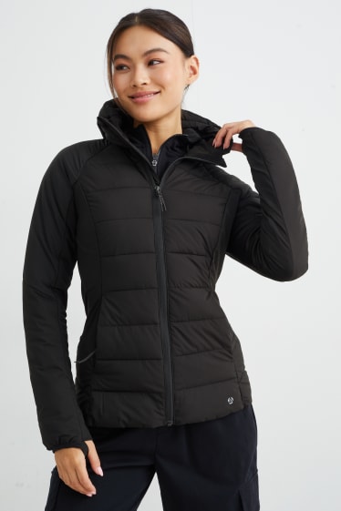 Damen - Steppjacke mit Kapuze - Hiking - schwarz