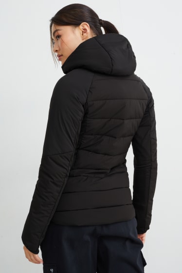Dámské - Prošívaná bunda s kapucí - hiking - černá