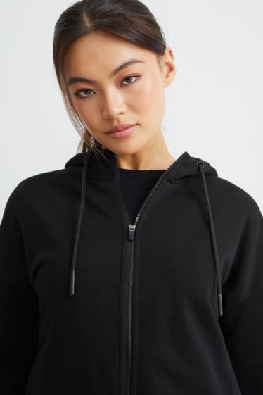 Mujer - Sudadera con cremallera y capucha - negro