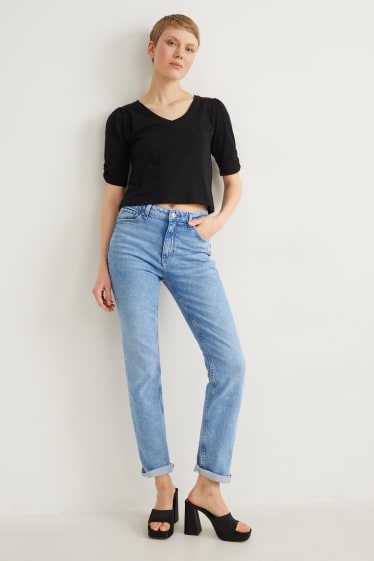 Kobiety - Straight jeans - wysoki stan - LYCRA® - dżins-jasnoniebieski