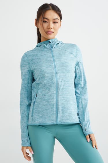 Women - Active Zip-Through Sweatshirt With Hood - turquoise