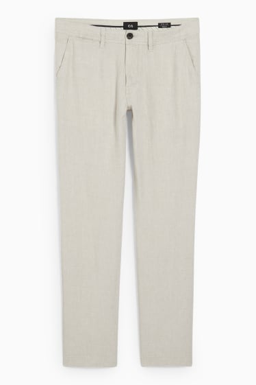 Uomo - Pantaloni chino di lino - regular fit - beige