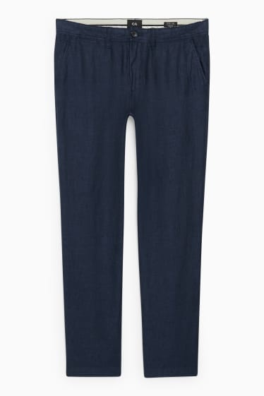 Uomo - Pantaloni chino di lino - regular fit - blu scuro