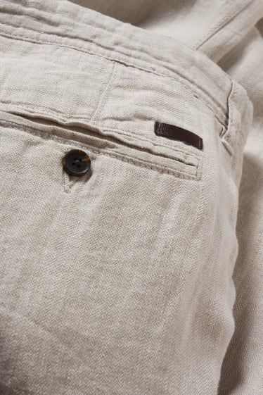 Uomo - Pantaloni chino di lino - regular fit - beige