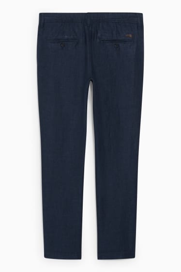 Uomo - Pantaloni chino di lino - regular fit - blu scuro