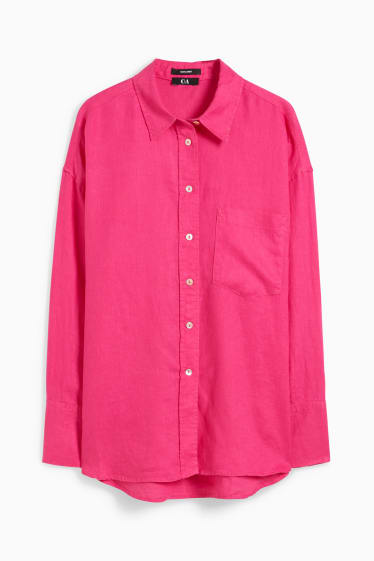 Women - Linen blouse - pink